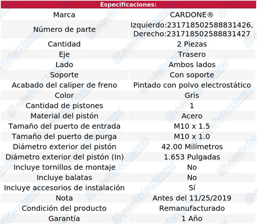 2 Mordazas Freno C/soporte Traseros Cardone A5 Quattro 18_20 Foto 2