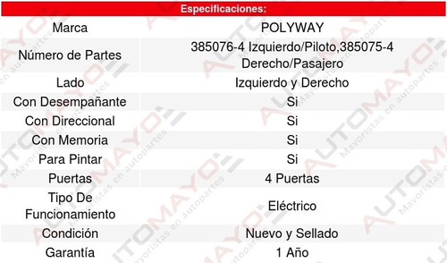 Kit 2 Espejos (de Calidad) Buick Enclave 08-12 Polyway Foto 3