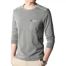 Playera De Manga Larga Con Cuello Redondo For Hombre