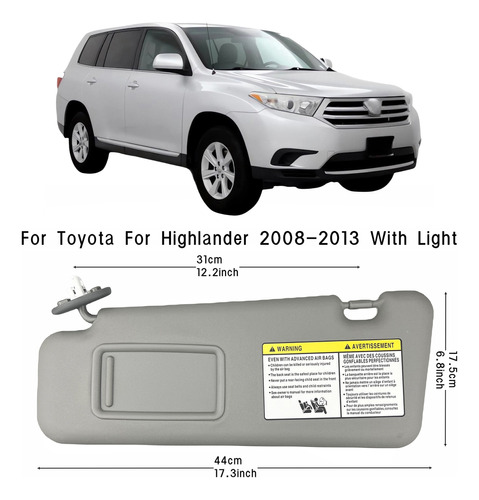 Par De Parasol Gris Para Toyota Highlander 2008-2013 Foto 2