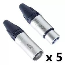 Kit 10 Plug Conector Xlr Dlk (5 Machos 5 Femeas)