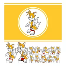 Kit Display + Painel 1,5x1m Festa Infantil Tails Sonic