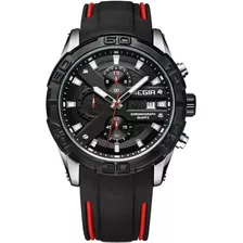 Reloj Megir Quartz 2055 Con Correa De Silicona Plateada Para Hombre