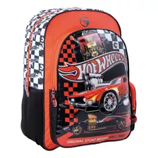 Mochila Espalda Grande 18 Hot Wheels Rojo Color Negro Con Rojo