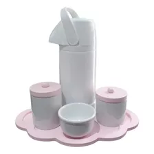 Kit Higiene Bebê Porcelana Menina Garrafa Térmica Pressão 