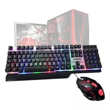 Kit Gamer Teclado E Mouse Com Teclas Colorida Jogos Dw-550