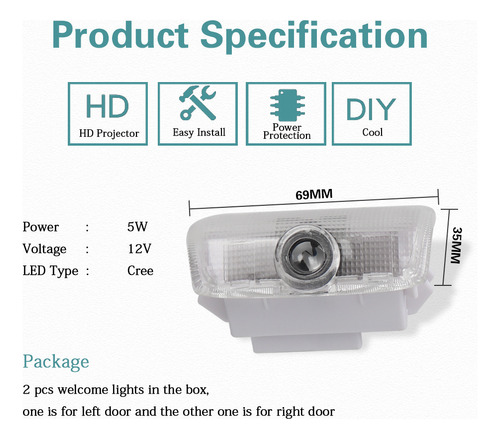 Logotipo De Puerta Ex35 Para Coche, Proyector Led Ex25 Light Foto 2