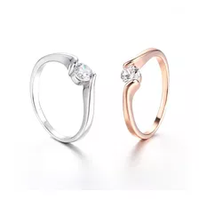 Aro Anillo Compromiso Mujer Oro Rosa 18k Con Fino Cristal