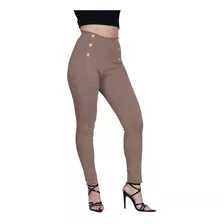 Malla Botones Dama Vestir Moda Casual Leggins Cintura Alta