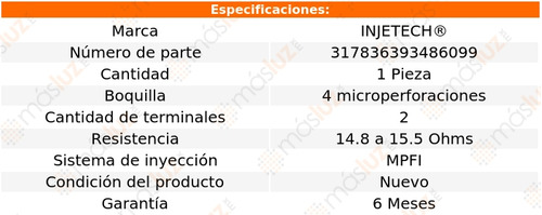 1- Inyector Combustible Aprio 1.6l 4 Cil 2008/2010 Injetech Foto 4