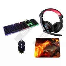 Combo Gamer 4 En 1 Teclado Mouse Audifonos Pad Mouse Gaming
