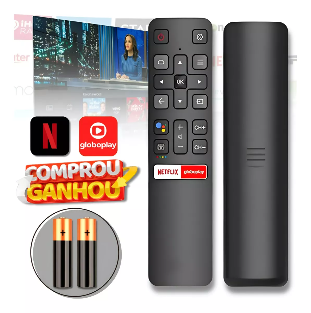 Controle Remoto Para Tcl Tv Smart Netflix Globoplay