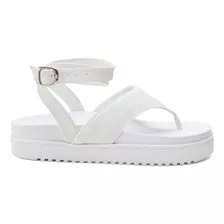 Sandália Feminina Branco Fosco Plataforma Original Dubuy