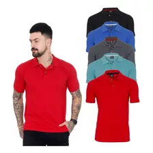 Kit 5 Camiseta Polo Masculina Social Esportiva Camisa Slim