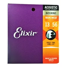 Cuerdas Guitarra Acústica Elixir Nanoweb Bronce 13-56 Eeuu