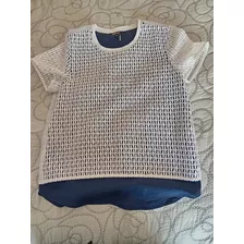 Blusa Dkny Talla Extra Chica, Azul Marino Y Blanco 