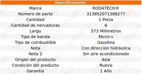 (1) Banda Accesorios Micro-v 206 4 Cil 1.4l S/aa 00/08 Foto 2