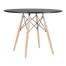 Mesa Eames Tampo Redondo Mdf 110cm Preto Empório Tiffany