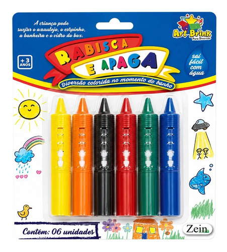Giz Rabisca E Apaga Com 6 Unidades C