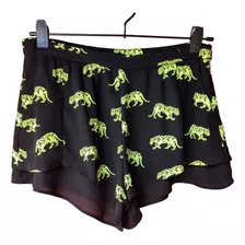 Short Negro Estampado Bershka Mujer