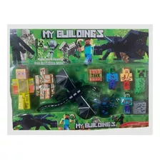 Kit Bonecos Minecraft Ender Dragon Cartela 10 Personagens