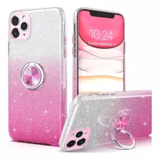 Funda Para iPhone 11 Pro Max - Blanca/rosa/glitter