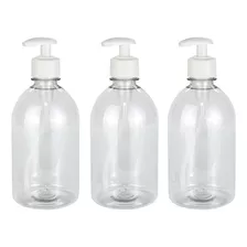 3 Frascos Pet 500ml Com Tampa Bico De Pato Válvula Pump 