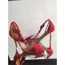 Calçado Feminino Bella Moça Scarpin Vinil Vermelho Amarração