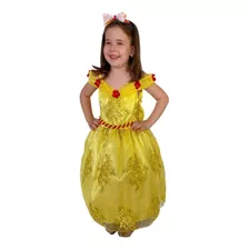 Vestido Infantil A Bela E A Fera Realeza Luxuoso Festa