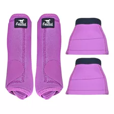 Kit Caneleira Dianteira E Cloche Equitech Em Neoprene Rosa