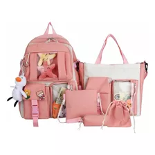 Set 5 Mochila Bolsas Escolar Estudiante Lapicera Tote Lona