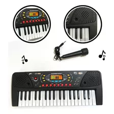 Mini Teclado Musical 36 Teclas Com Microfone Infantil Preto