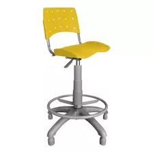 Cadeira Caixa Giratória Plástica Amarela Base Cinza - Ultra