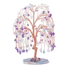 Árbol De De Cuarzo Rosa De Amatista Y Aguamarina Cri...