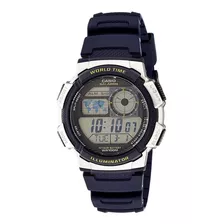 Reloj Casio Ae 1000w Hora Mundial Con Cronómetro Y Luz