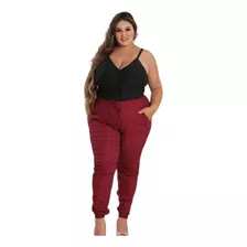 Calça Plus Size Feminina Lisa Bengaline Cós Alto G1 G2 G3