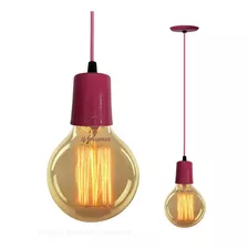 Colgante Simple Una Luz Para Lampara E27 Fucsia