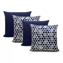 4 Capas De Almofada 45x45 Azul Triangulo Sofa