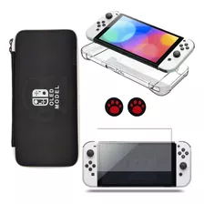 Kit Completo Bolsa + Capa + Película + Grip Para Switch Oled