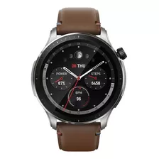 Relogio Smartwatch Gtr 4 Pulseira Marron Amazfit A2166 Cor Da Caixa Prateado Cor Da Pulseira Couro - Marrom