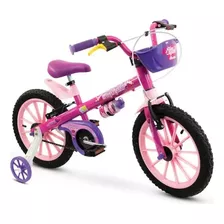 Bicicleta Infantil Nathor Top Girls Aro 16 Rosa C/ Rodinhas