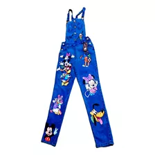 Macacão Jeans Feminina Adulta Personalizada Desenhos Disney