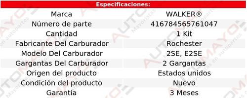 Kit De Carburador Walker Firenza L4 2.0l 1983-1984 Foto 2