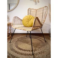 Silla De Mimbre Y Hierro - Butaca Modelo Elba - Sillón Decó