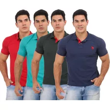 Kit 6 Camisa Masculina Gola Polo Piquet Algodão Do P Ao Gg