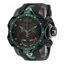 Reloj Pulsera Invicta Reserve 30064 De Cuerpo Color Gris, Analógico, Para Hombre, Fondo Negro, Con Correa De Acero Inoxidable/silicona Color Negro Y Verde, Agujas Color Negro Y Gris, Dial Gris Y Verde