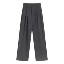 Pantalone Vestir Tiro Alto,pantalones Pierna Ancha Unicolor