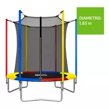 Femmto Tpl06ft00 Cama Elastica 1.85 M Trampolin Con Red Protectora Lona De Salto Negro Color Del Cobertor De Resortes Amarillo/rojo/azul