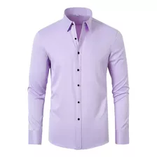 Camisa Social Masculina De Manga Comprida, Blusa Casual Empr