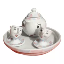 Conjunto A Bela E A Fera Mini Porcelana C/ 4 Itens Decoração